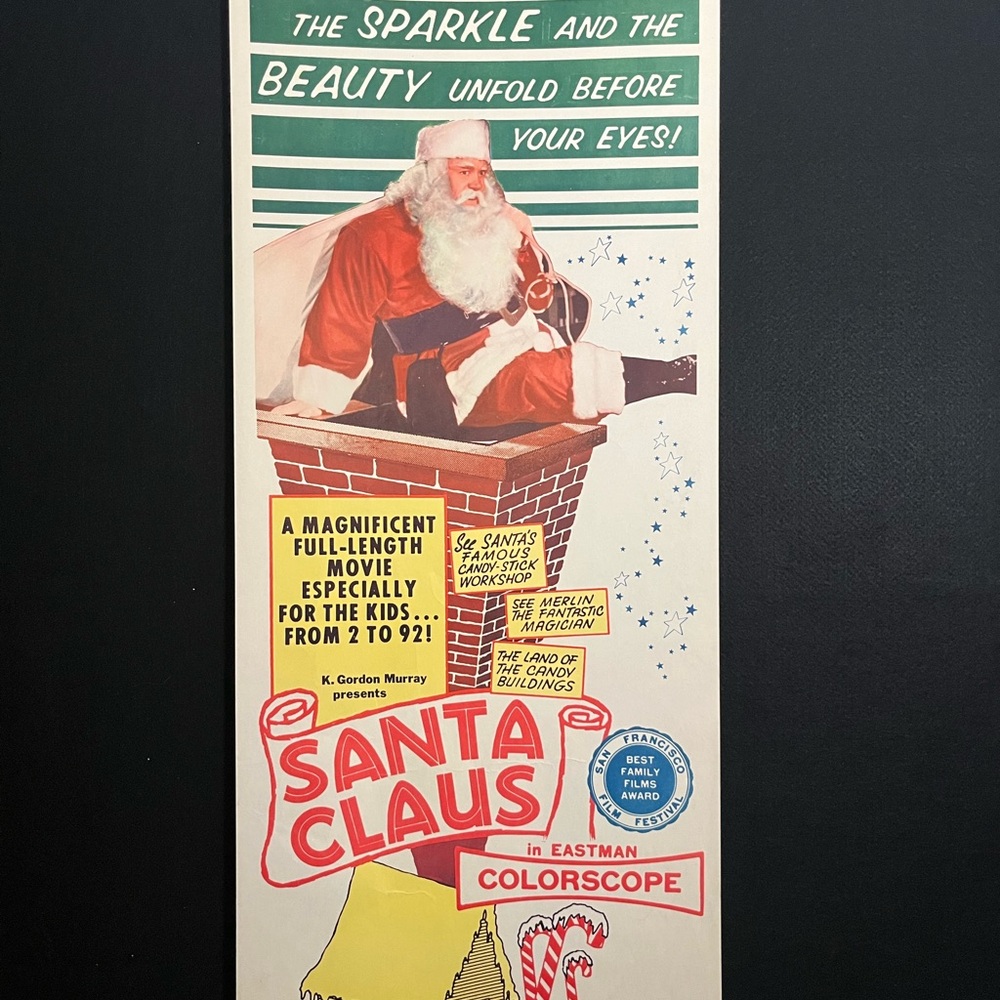 Santa Claus 1960 Vintage Insert Movie Poster Christmas Holiday X-Mas Family